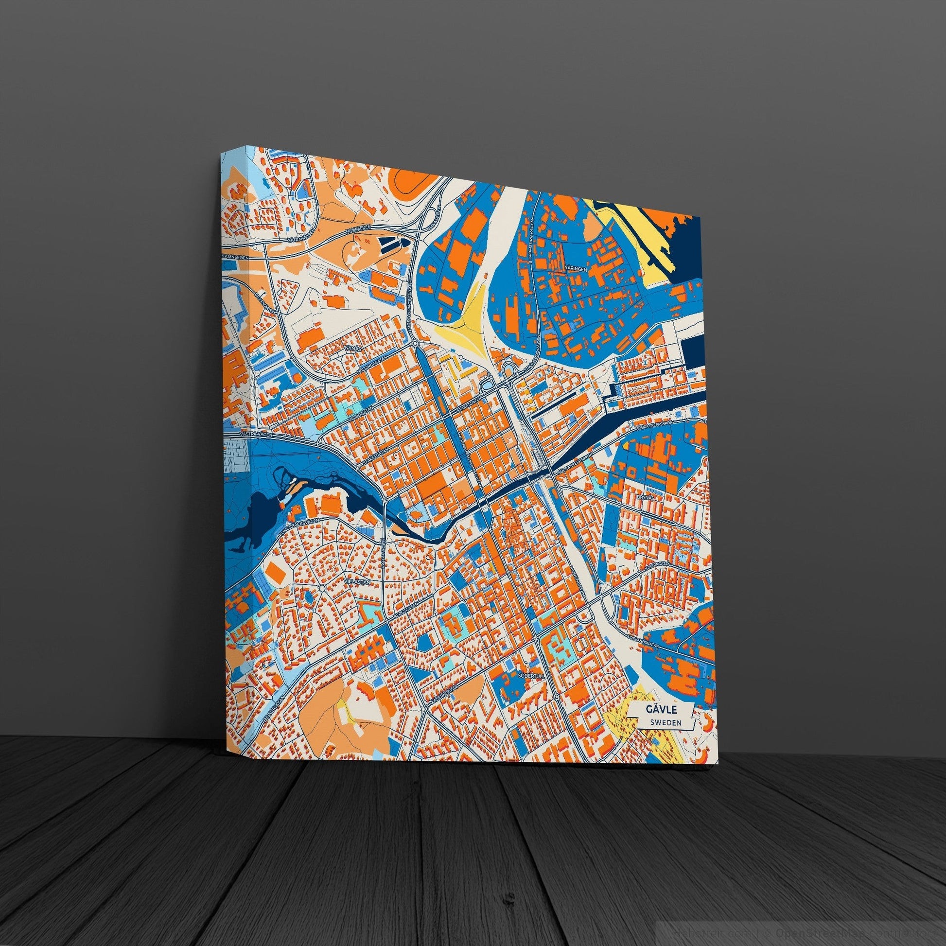 Gävle Sweden Colorful City Map Canvas Print