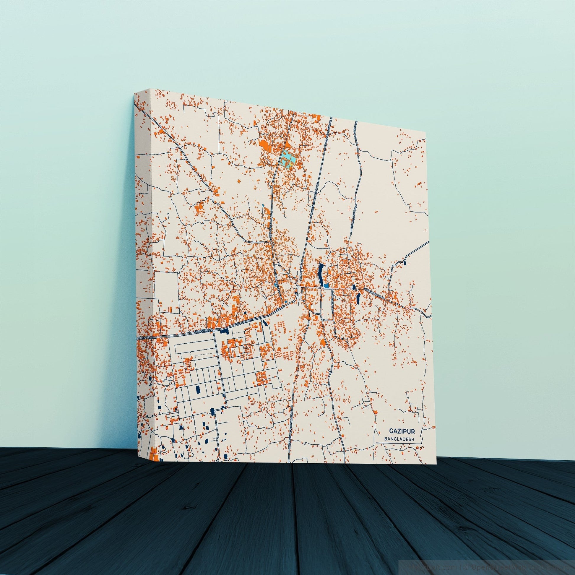 Gazipur Bangladesh Colorful City Map Canvas Print