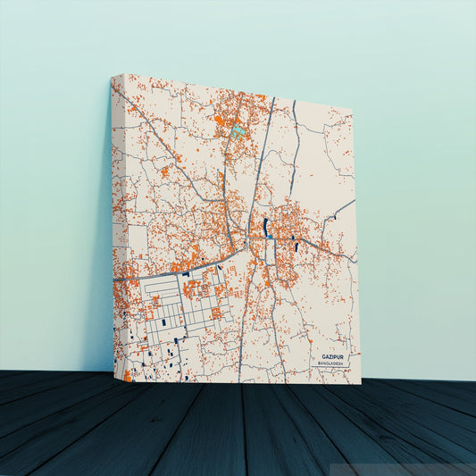 Gazipur Bangladesh Colorful City Map Canvas Print