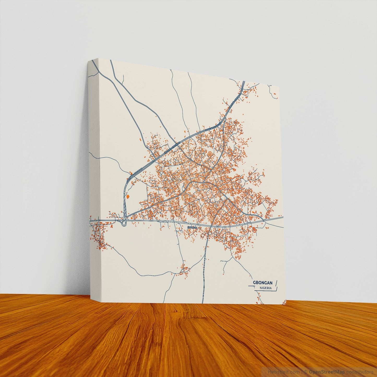 Gbongan Nigeria Colorful City Map Canvas Print