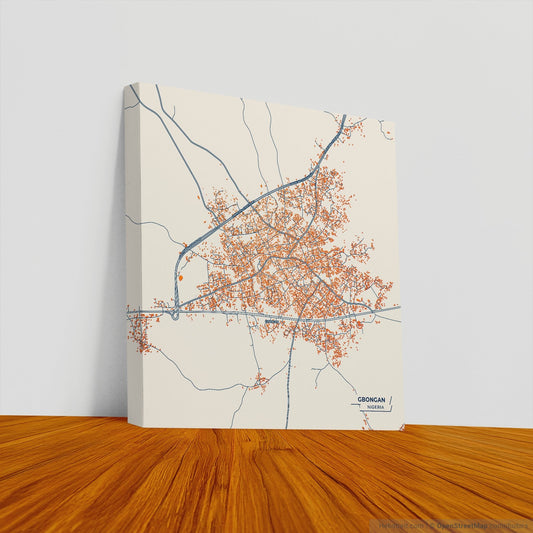 Gbongan Nigeria Colorful City Map Canvas Print