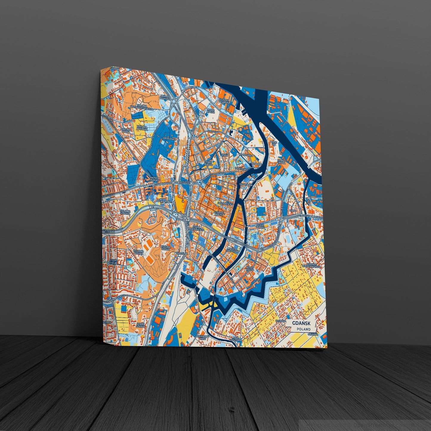 Gdańsk Poland Colorful City Map Canvas Print