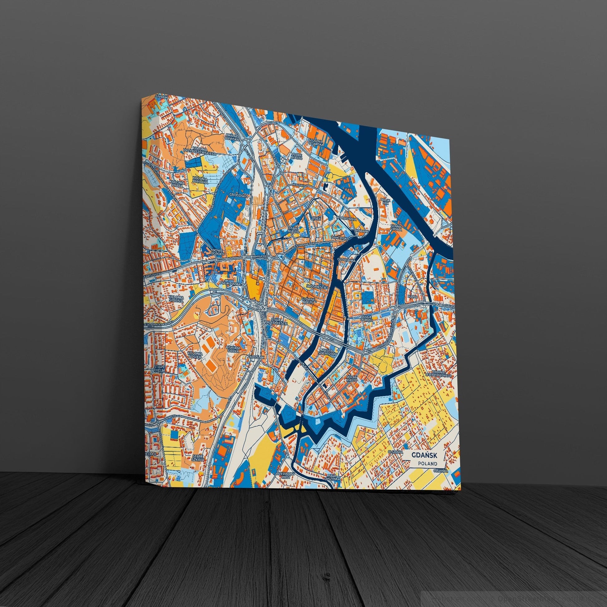 Gdańsk Poland Colorful City Map Canvas Print