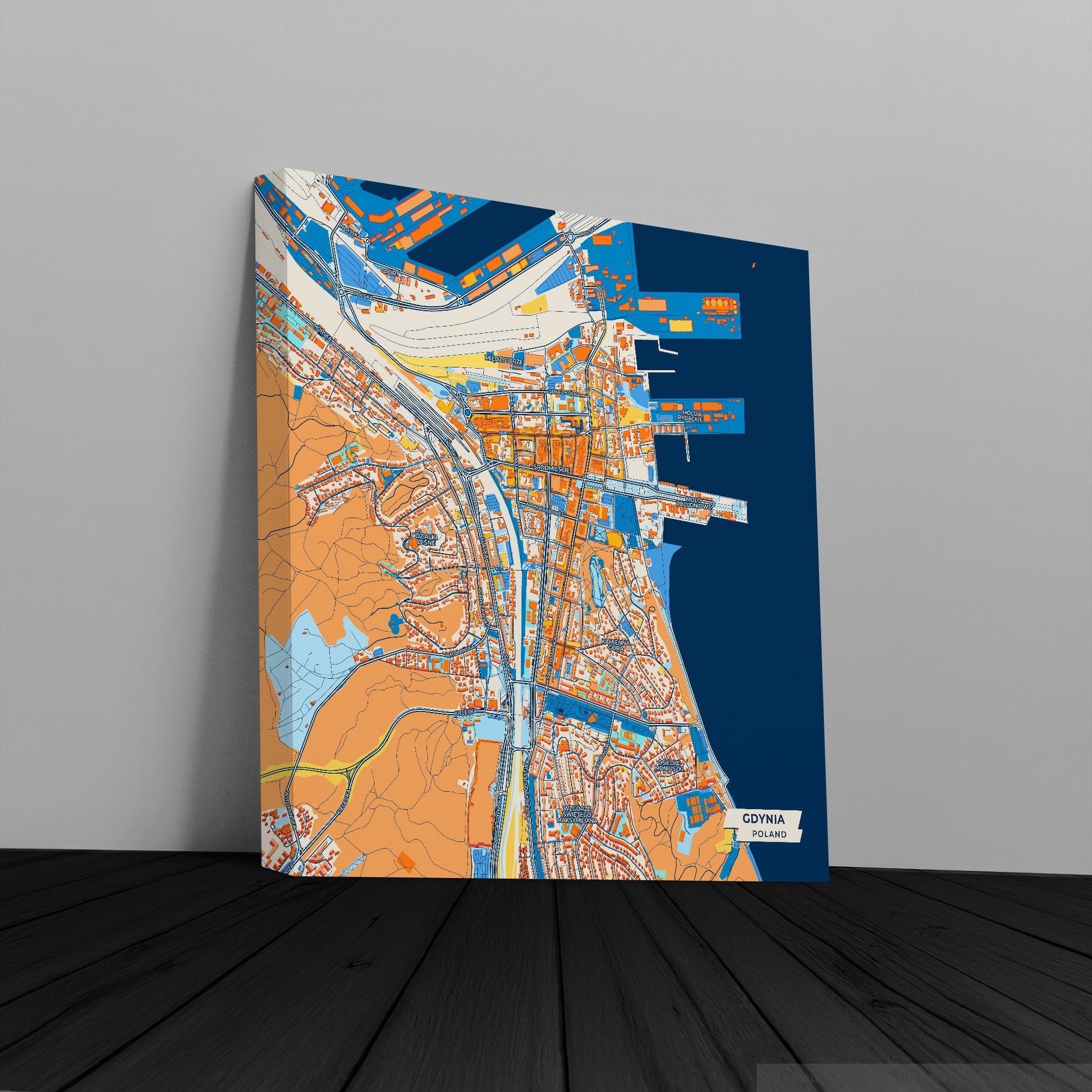 Gdynia Poland Colorful City Map Canvas Print
