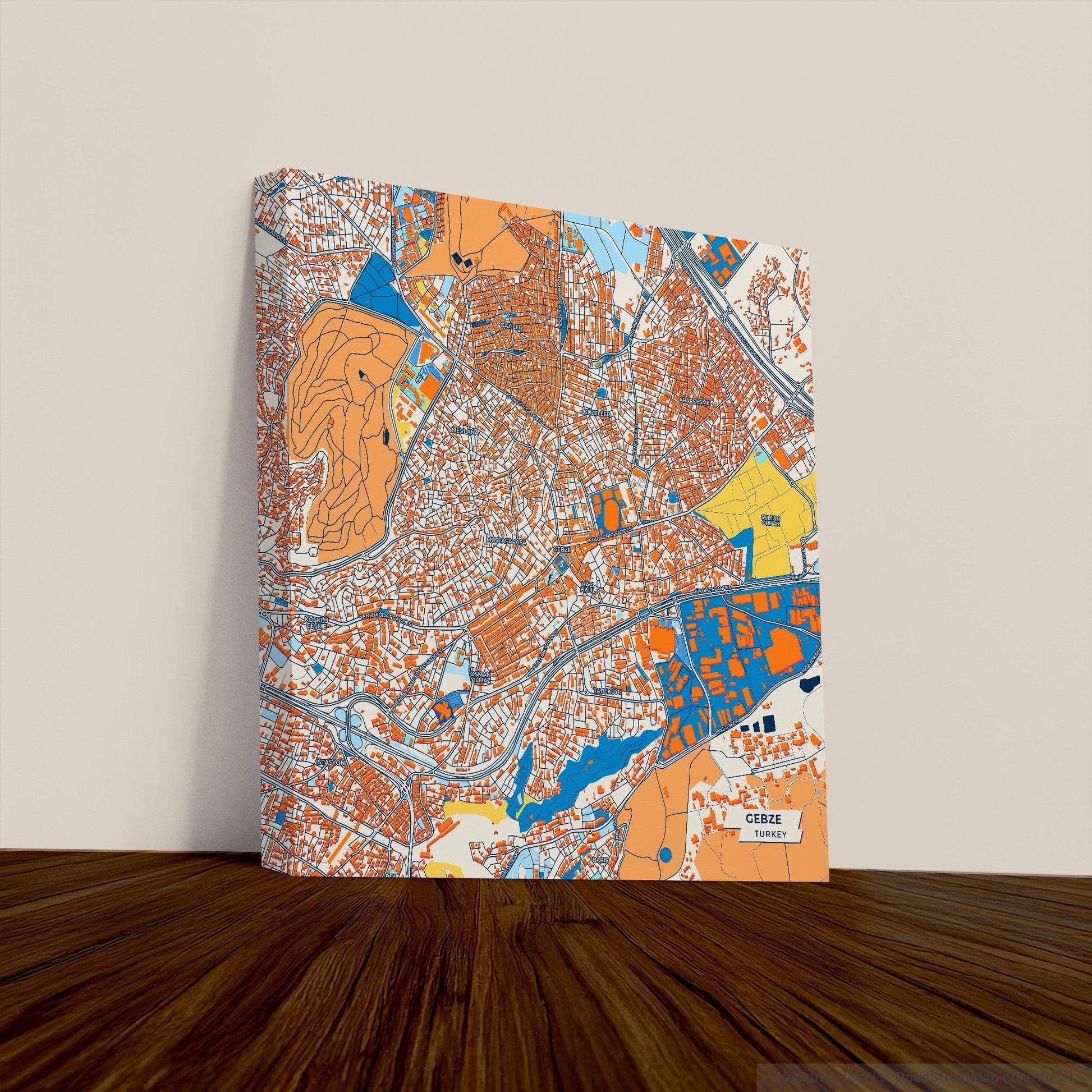 Gebze Turkey Colorful City Map Canvas Print