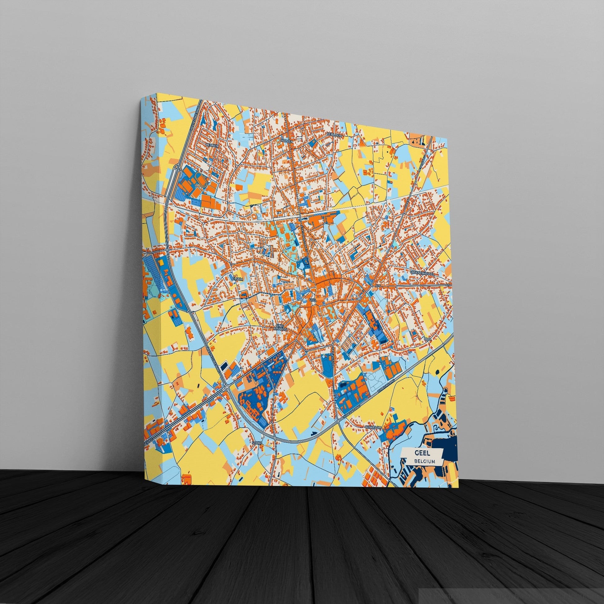 Geel Belgium Colorful City Map Canvas Print