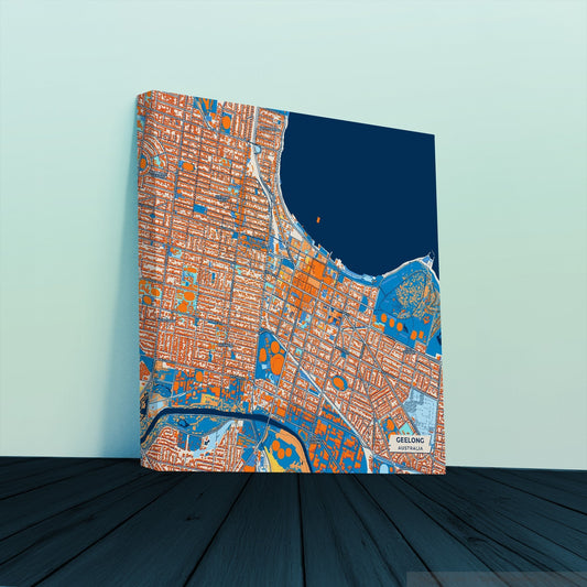 Geelong Australia Colorful City Map Canvas Print