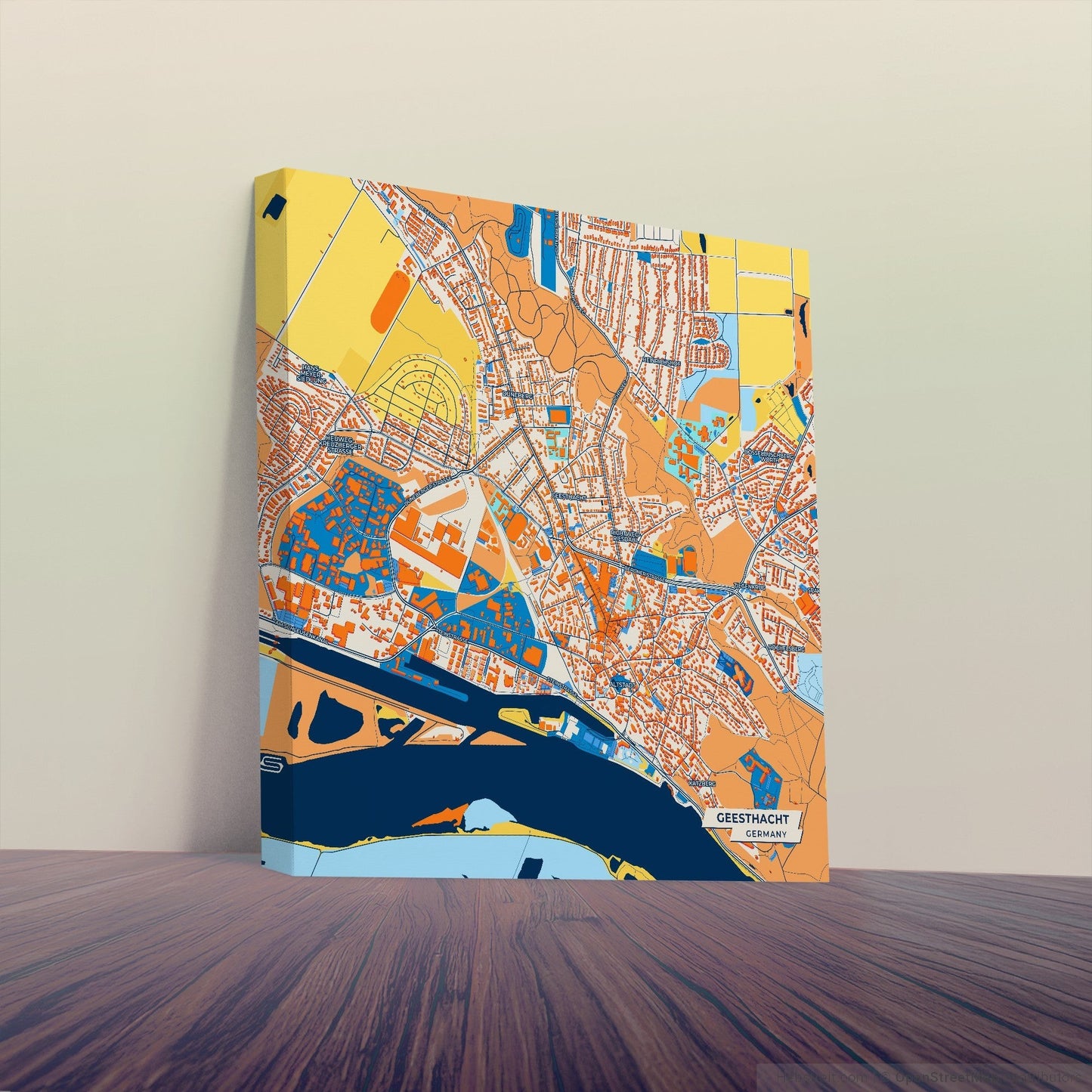 Geesthacht Germany Colorful City Map Canvas Print