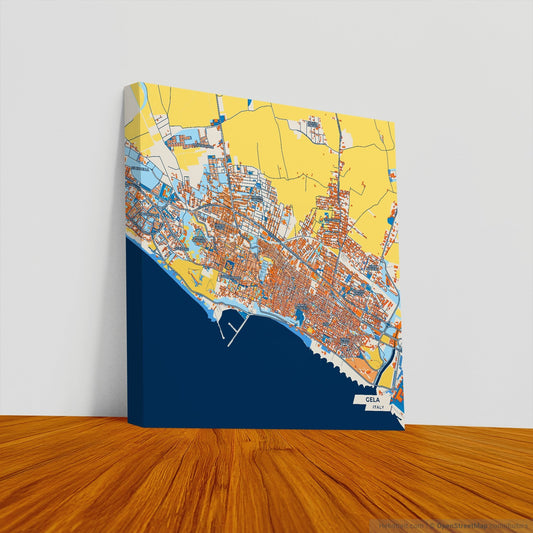 Gela Italy Colorful City Map Canvas Print