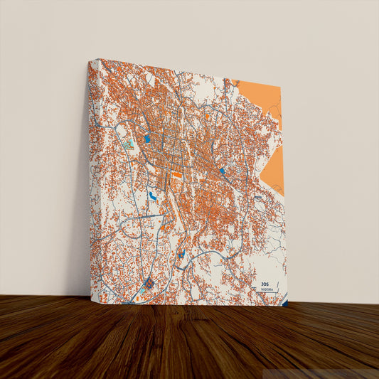 Jos Nigeria Colorful City Map Canvas Print
