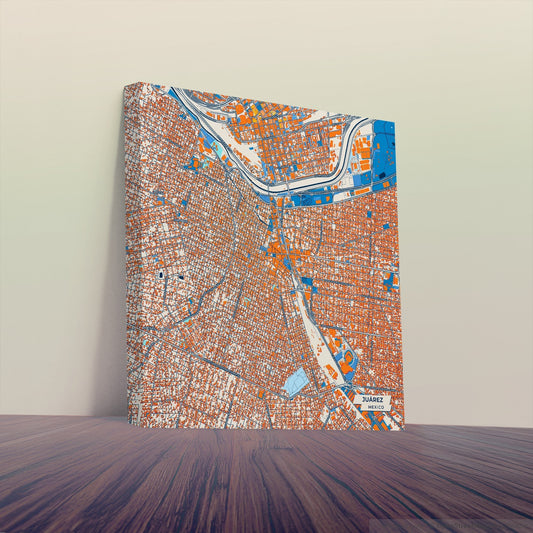 Juárez Mexico Colorful City Map Canvas Print