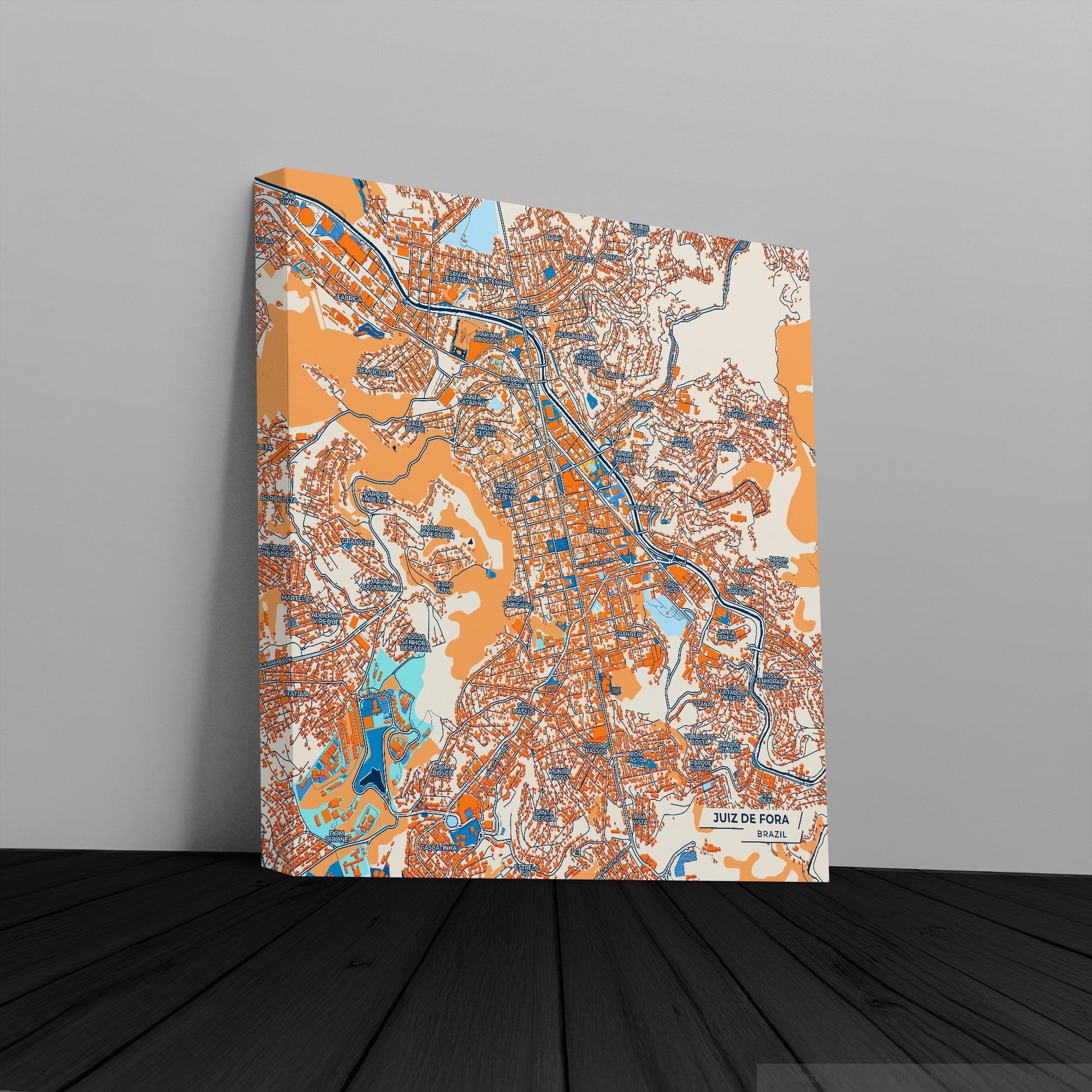 Juiz De Fora Brazil Colorful City Map Canvas Print