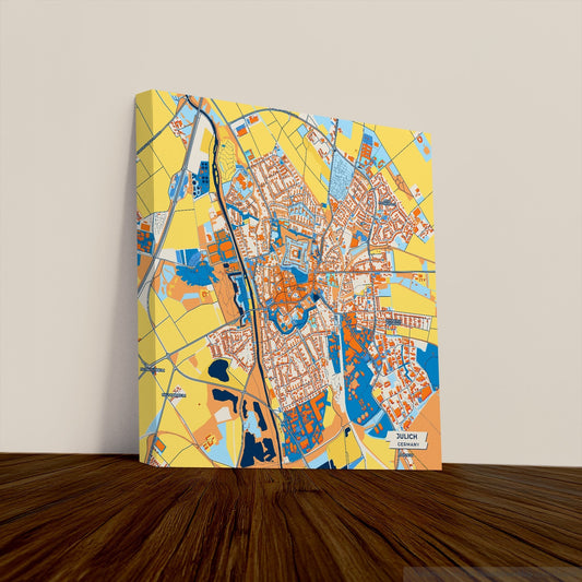 Jülich Germany Colorful City Map Canvas Print