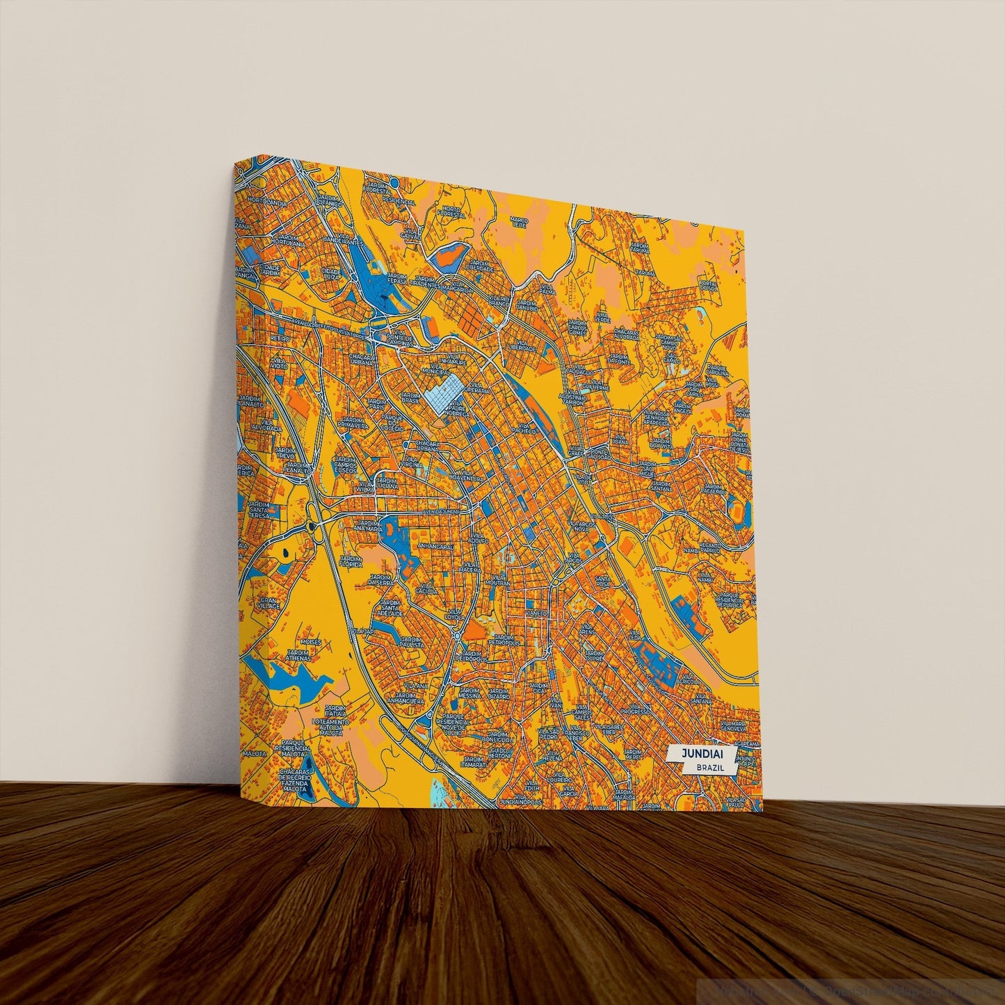 Jundiai Brazil Colorful City Map Canvas Print