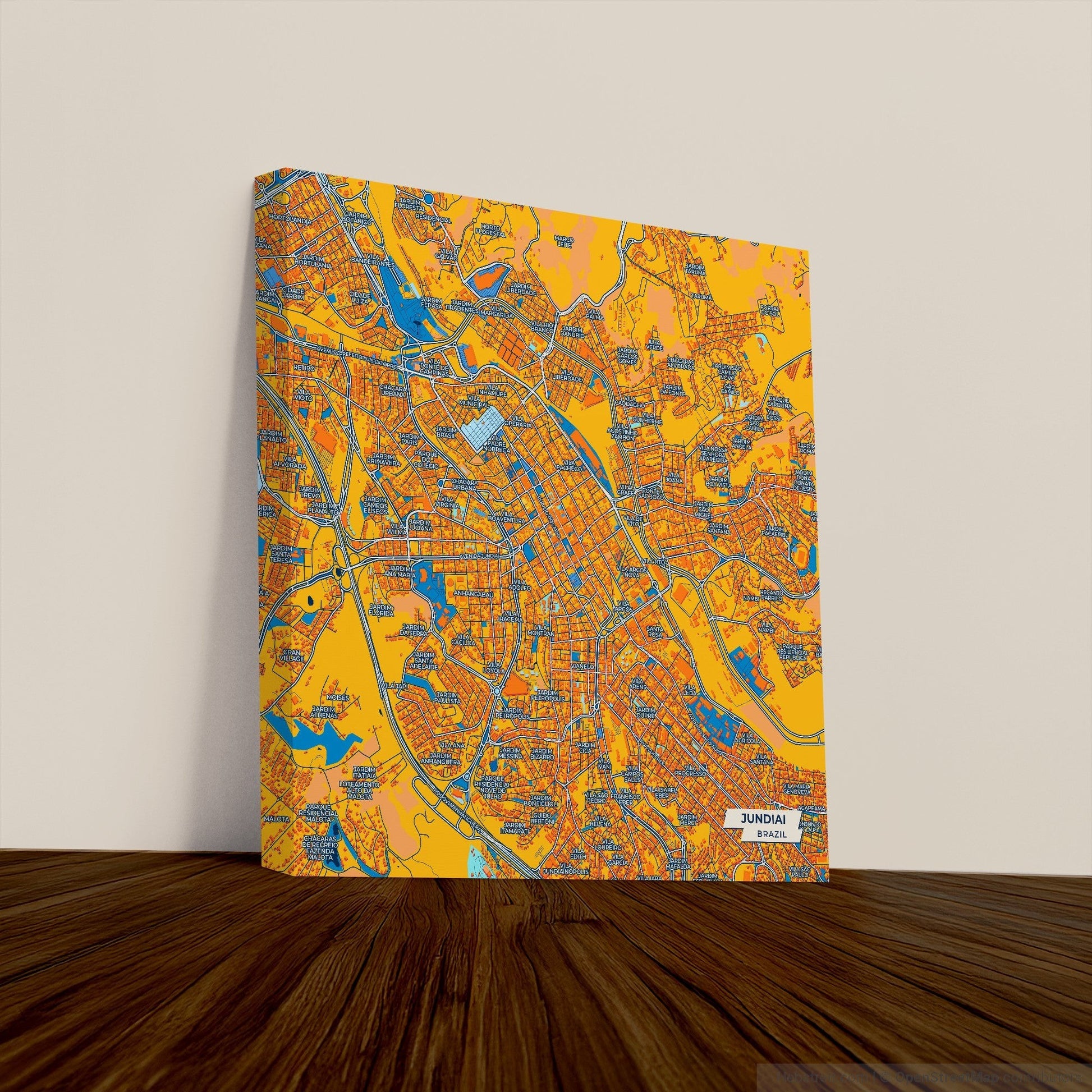 Jundiai Brazil Colorful City Map Canvas Print