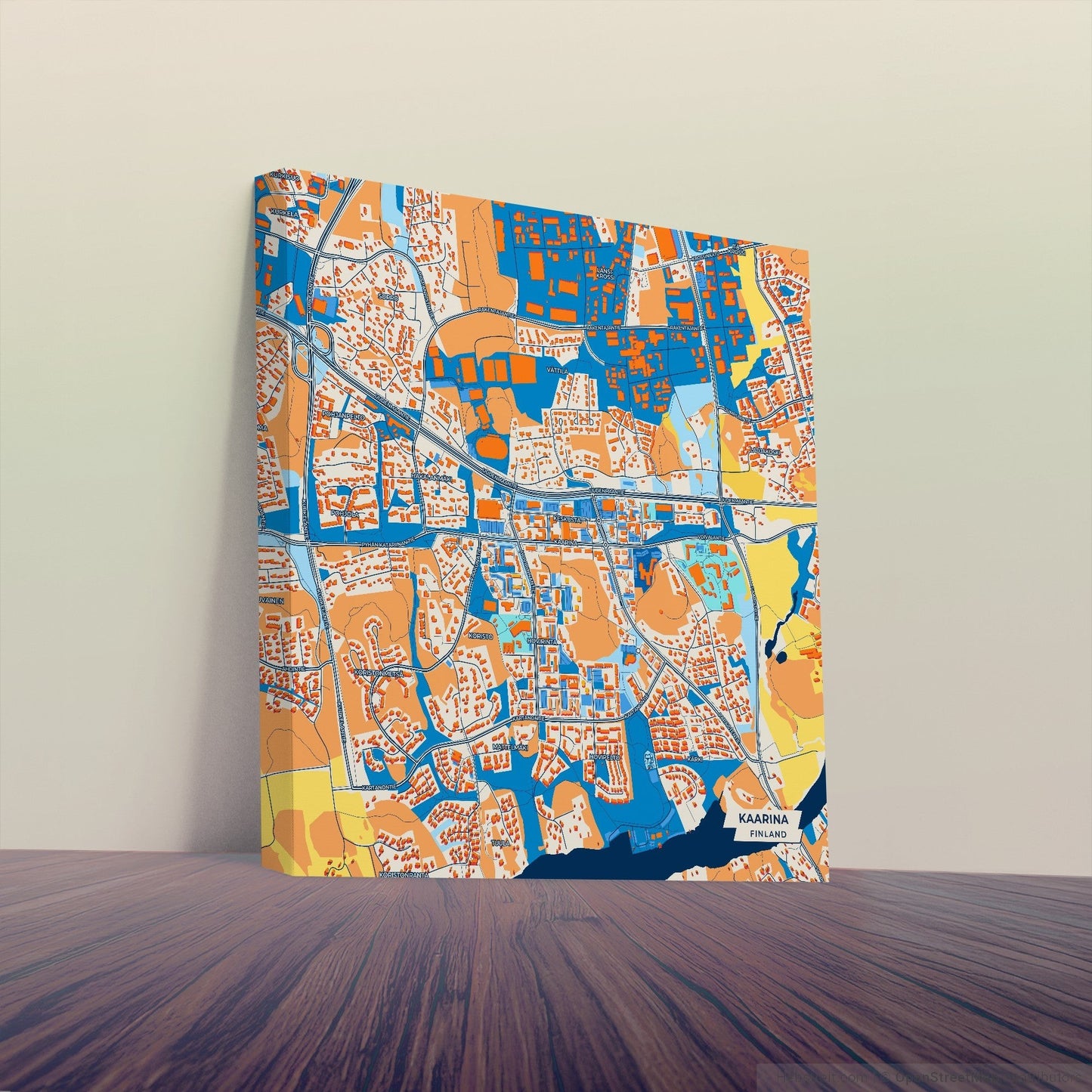 Kaarina Finland Colorful City Map Canvas Print