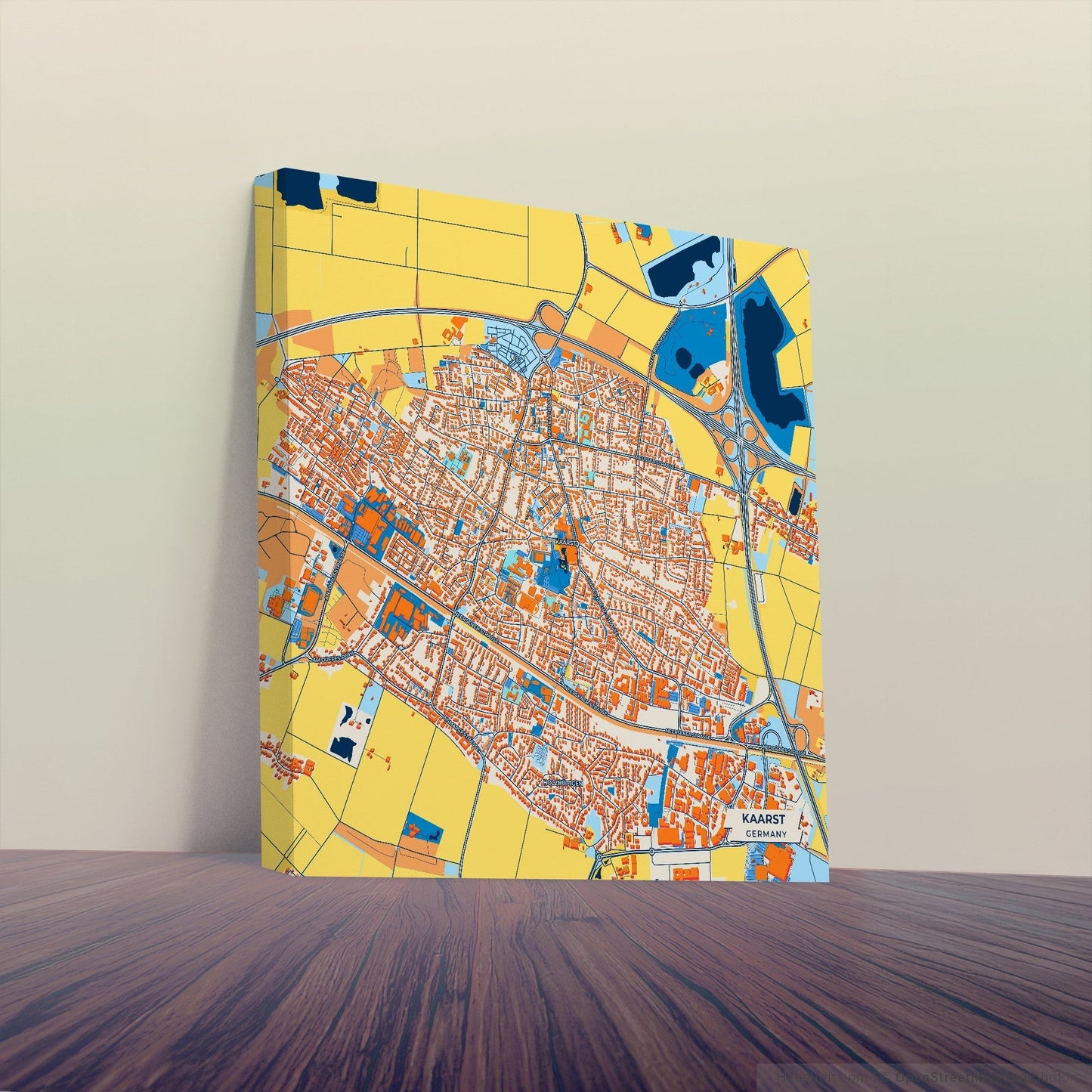Kaarst Germany Colorful City Map Canvas Print