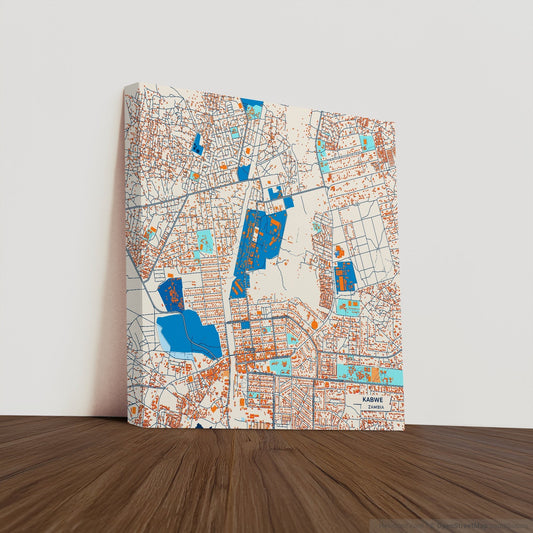Kabwe Zambia Colorful City Map Canvas Print