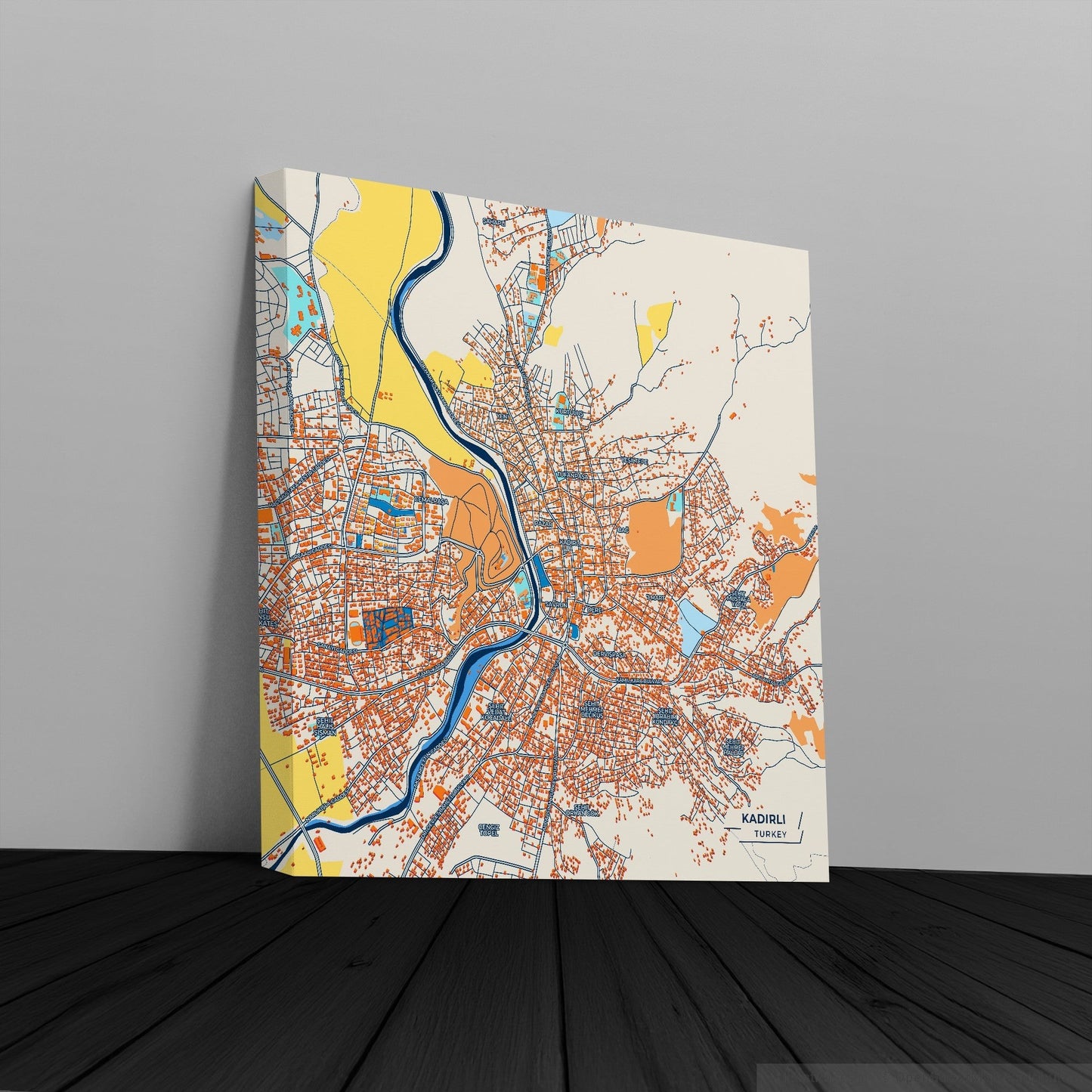 Kadi̇rli̇ Turkey Colorful City Map Canvas Print