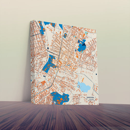 Кадіївка Ukraine Colorful City Map Canvas Print