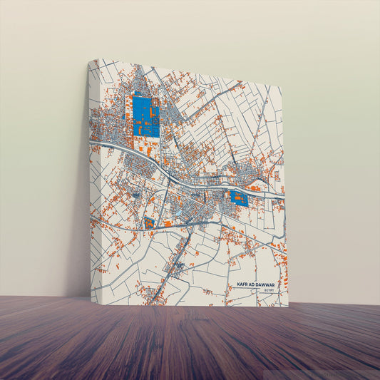 Kafr Ad Dawwar Egypt Colorful City Map Canvas Print