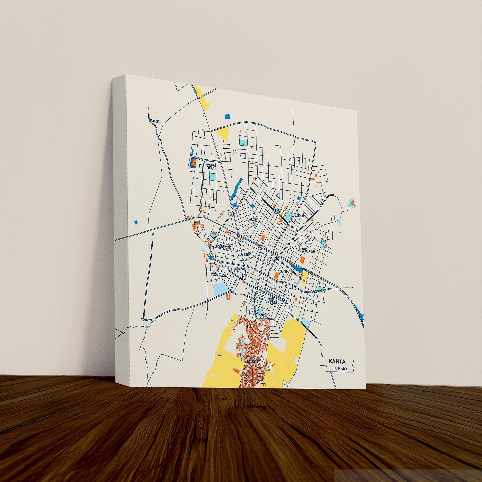 Kahta Turkey Colorful City Map Canvas Print