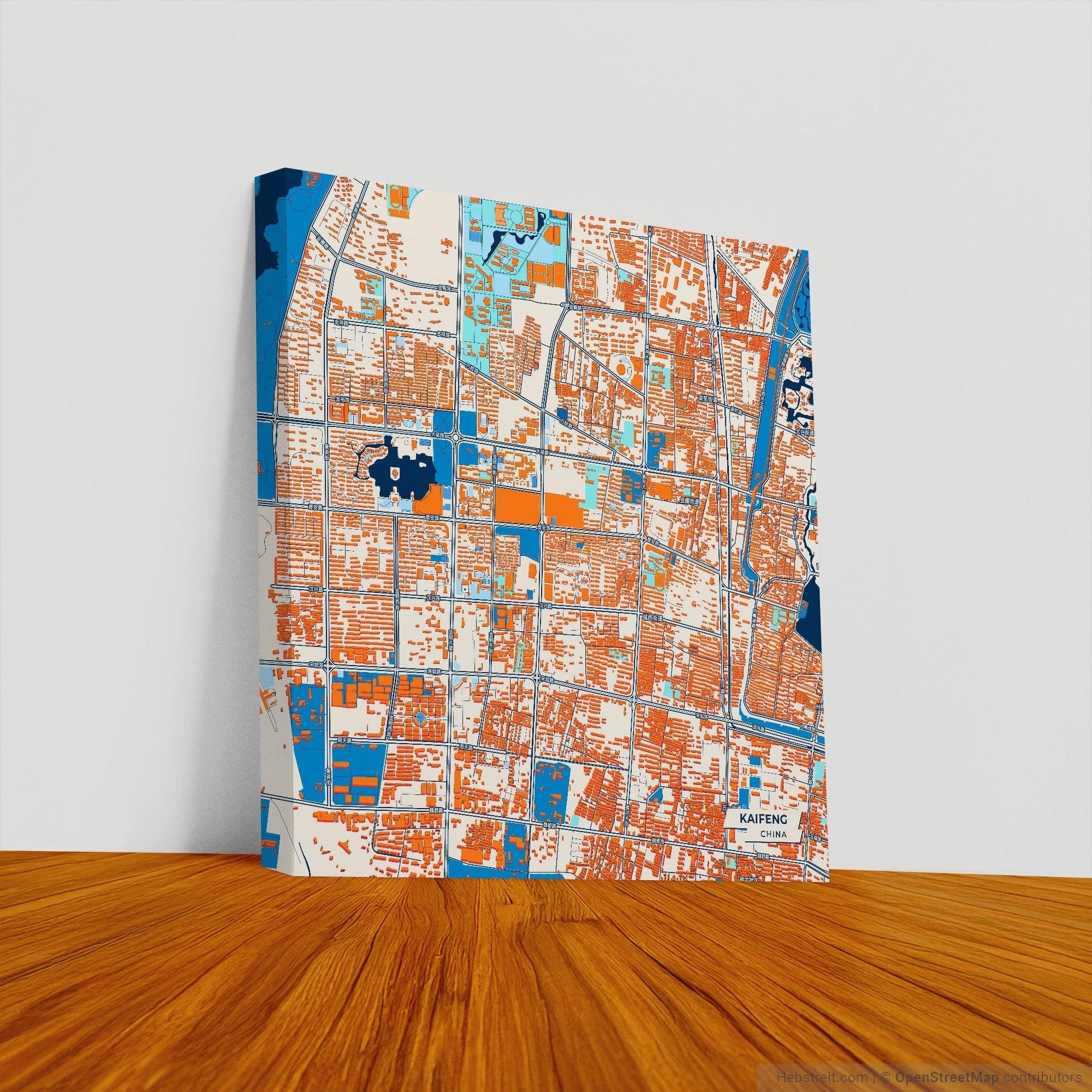 Kaifeng China Colorful City Map Canvas Print