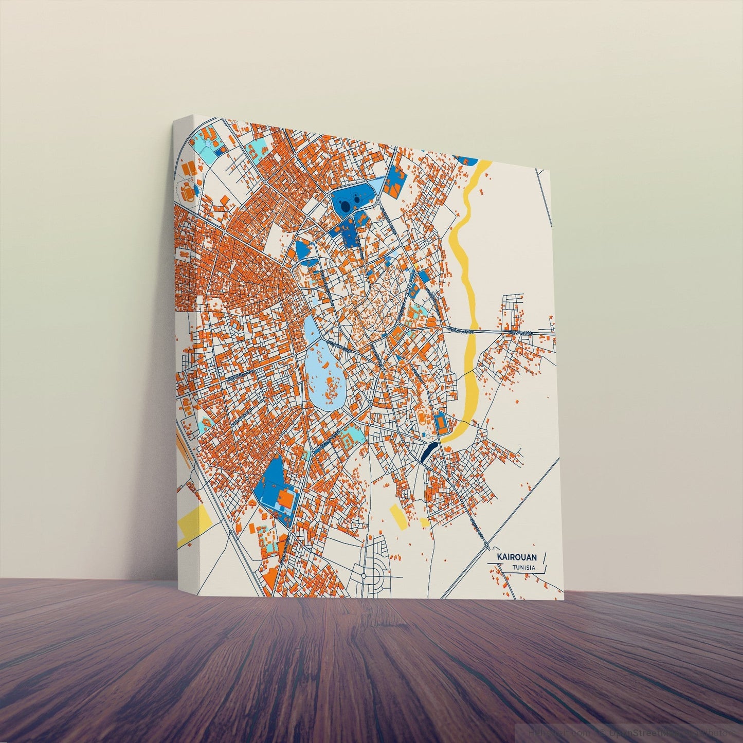 Kairouan Tunisia Colorful City Map Canvas Print