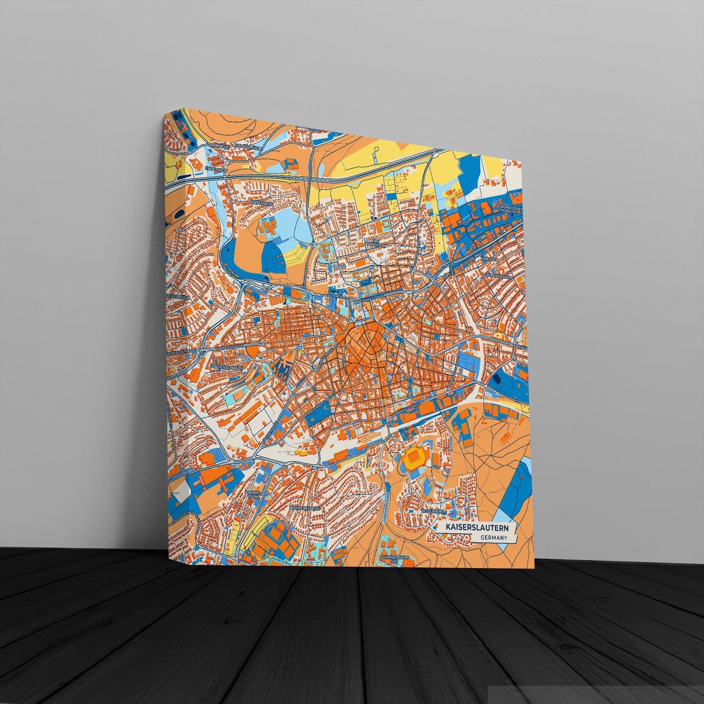 Kaiserslautern Germany Colorful City Map Canvas Print