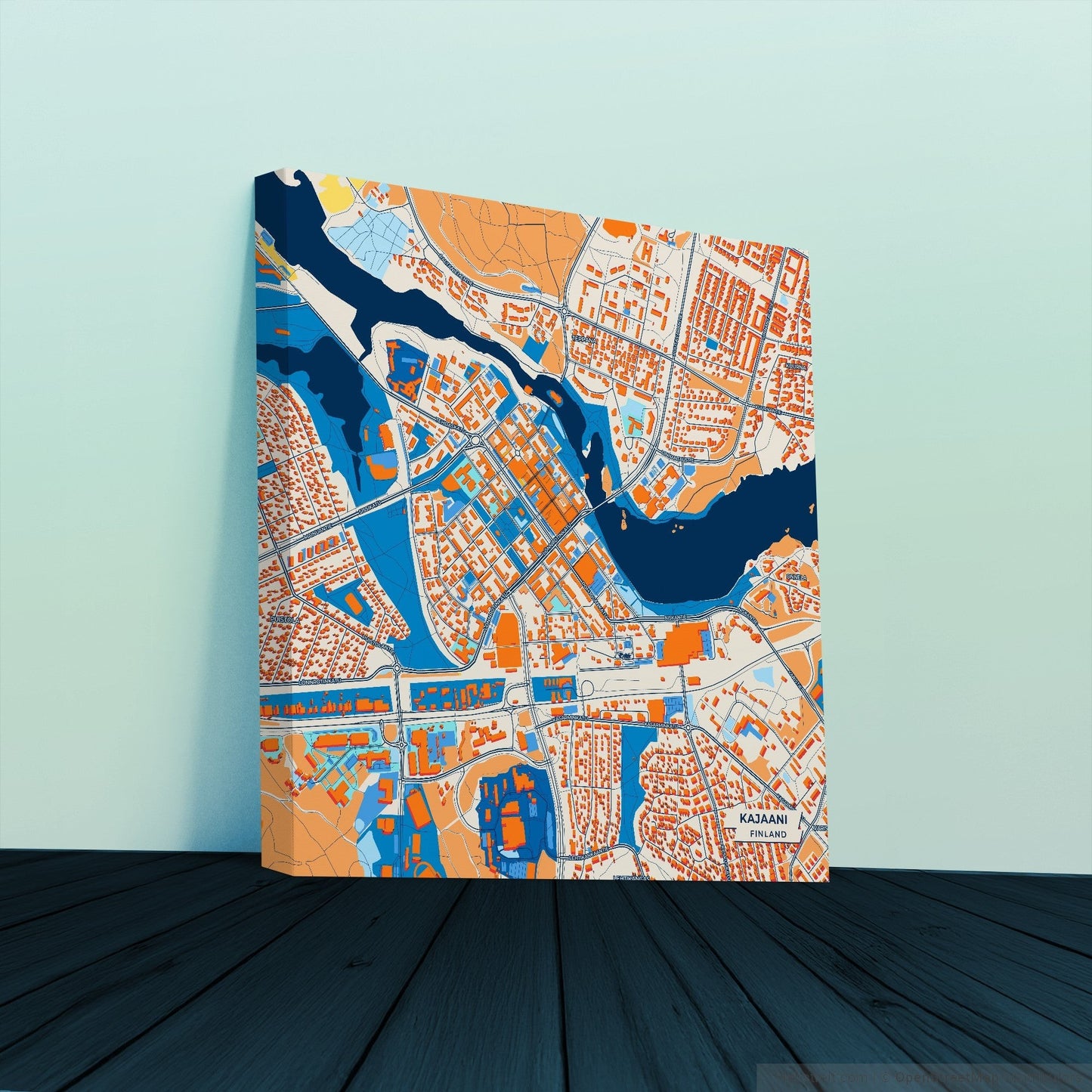 Kajaani Finland Colorful City Map Canvas Print