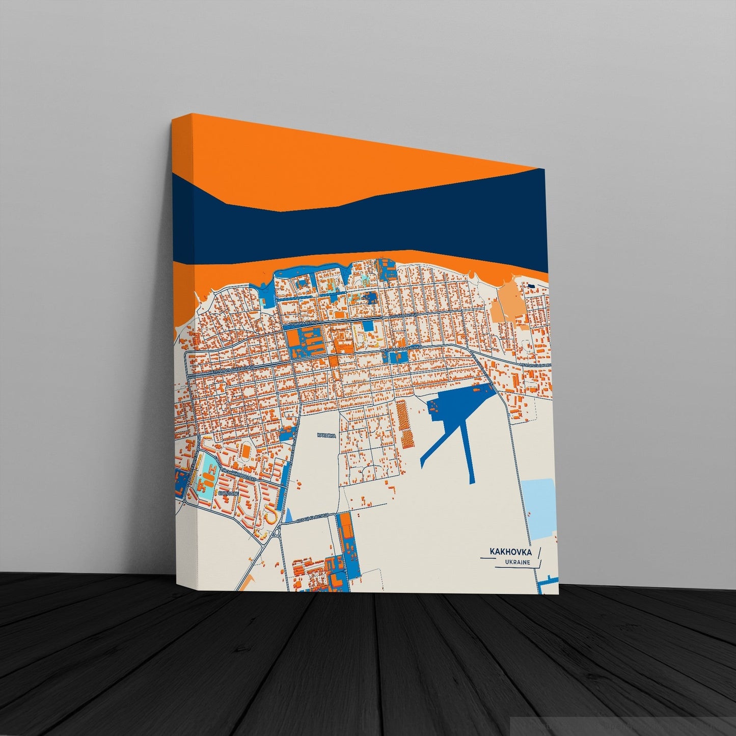 Каховка Ukraine Colorful City Map Canvas Print