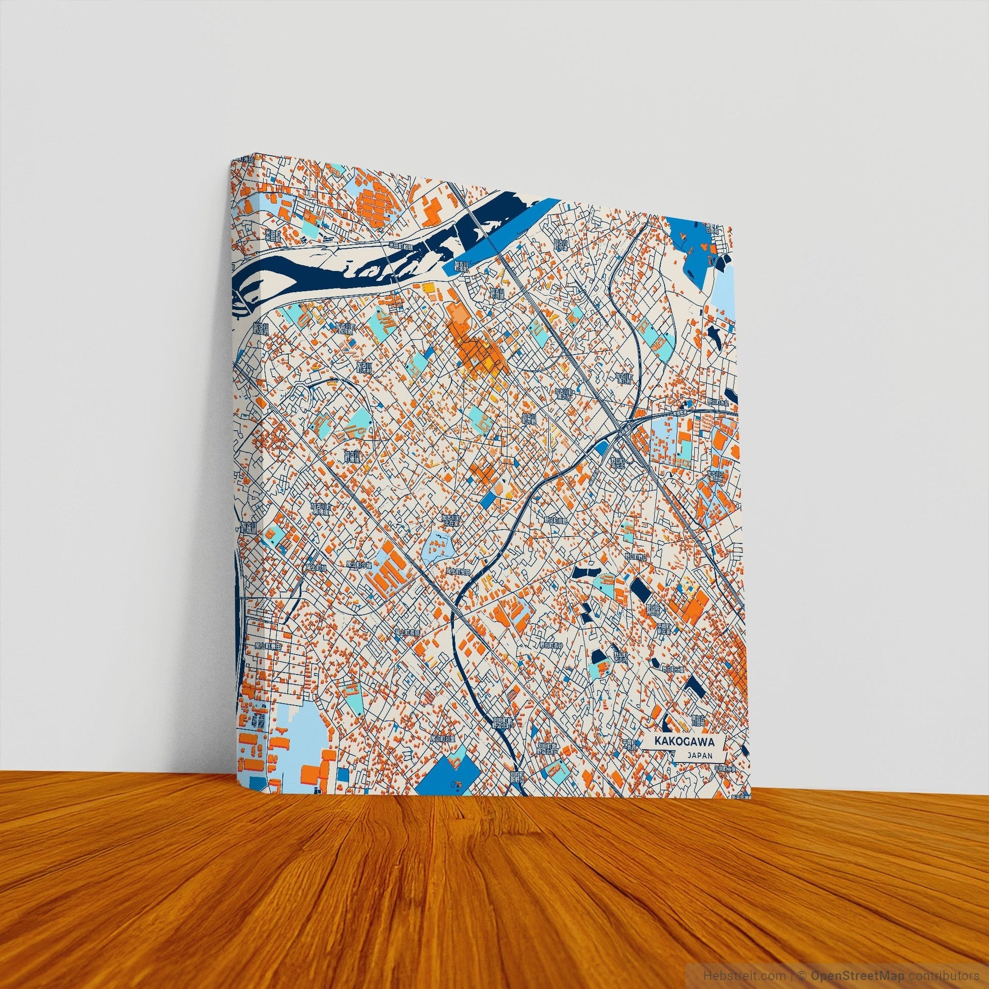 Kakogawa Japan Colorful City Map Canvas Print