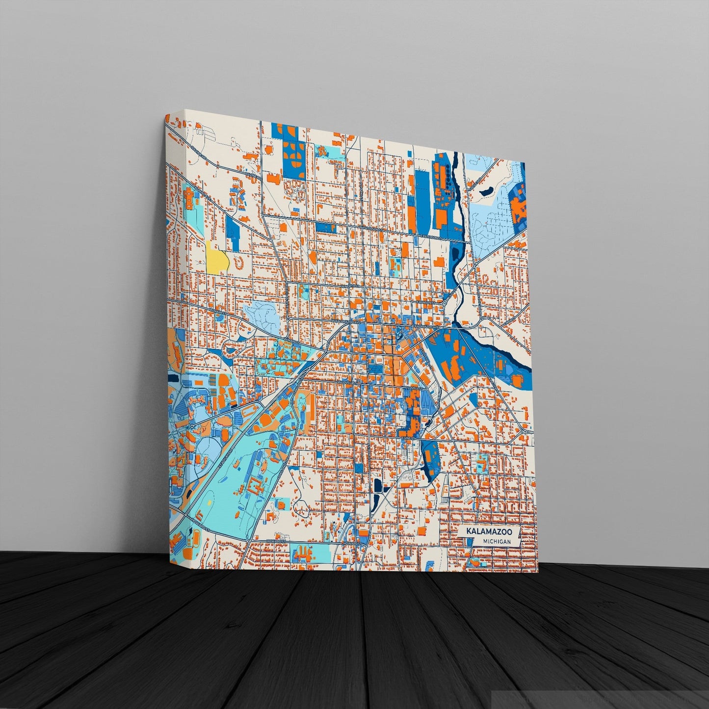 Kalamazoo Michigan Colorful City Map Canvas Print
