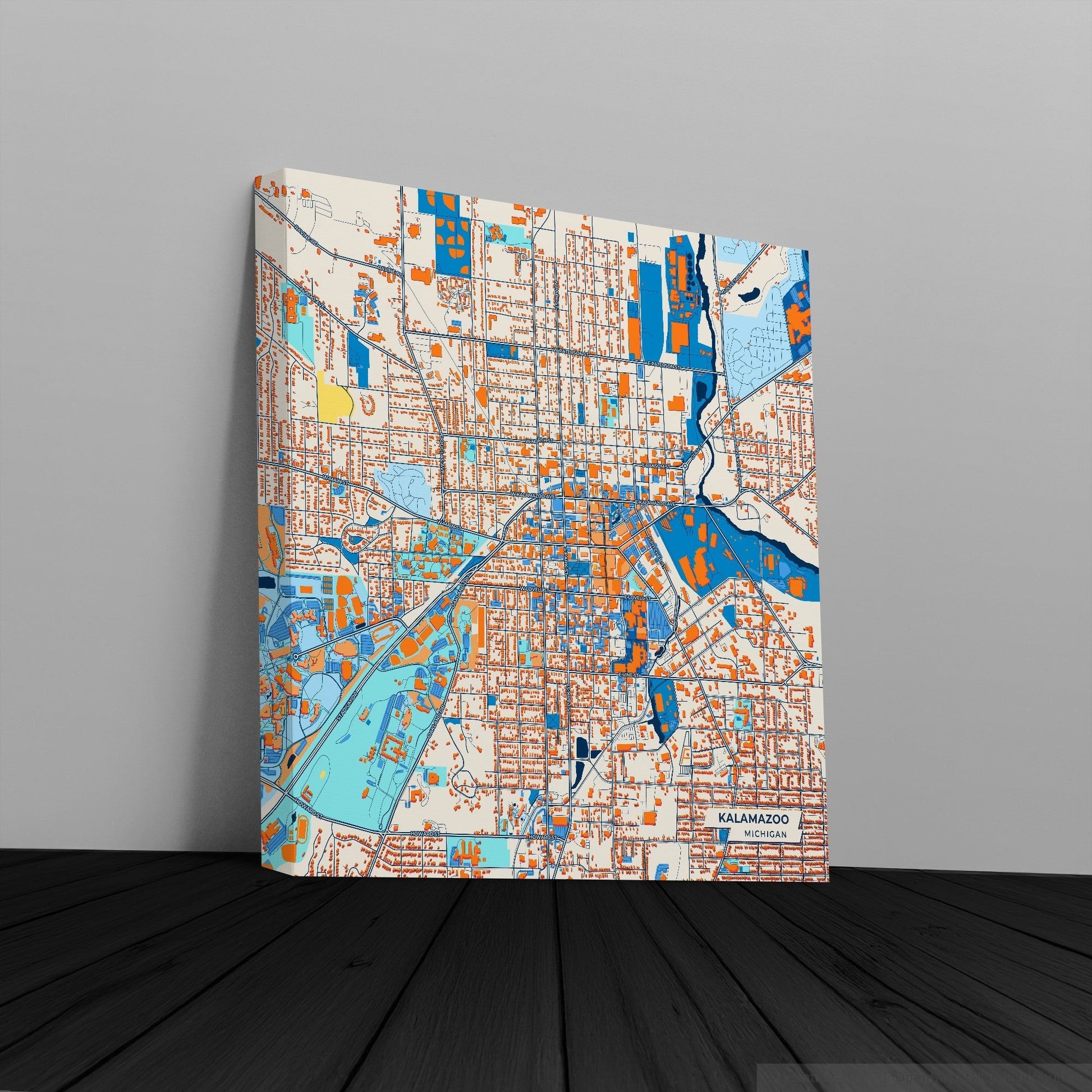 Kalamazoo Michigan Colorful City Map Canvas Print