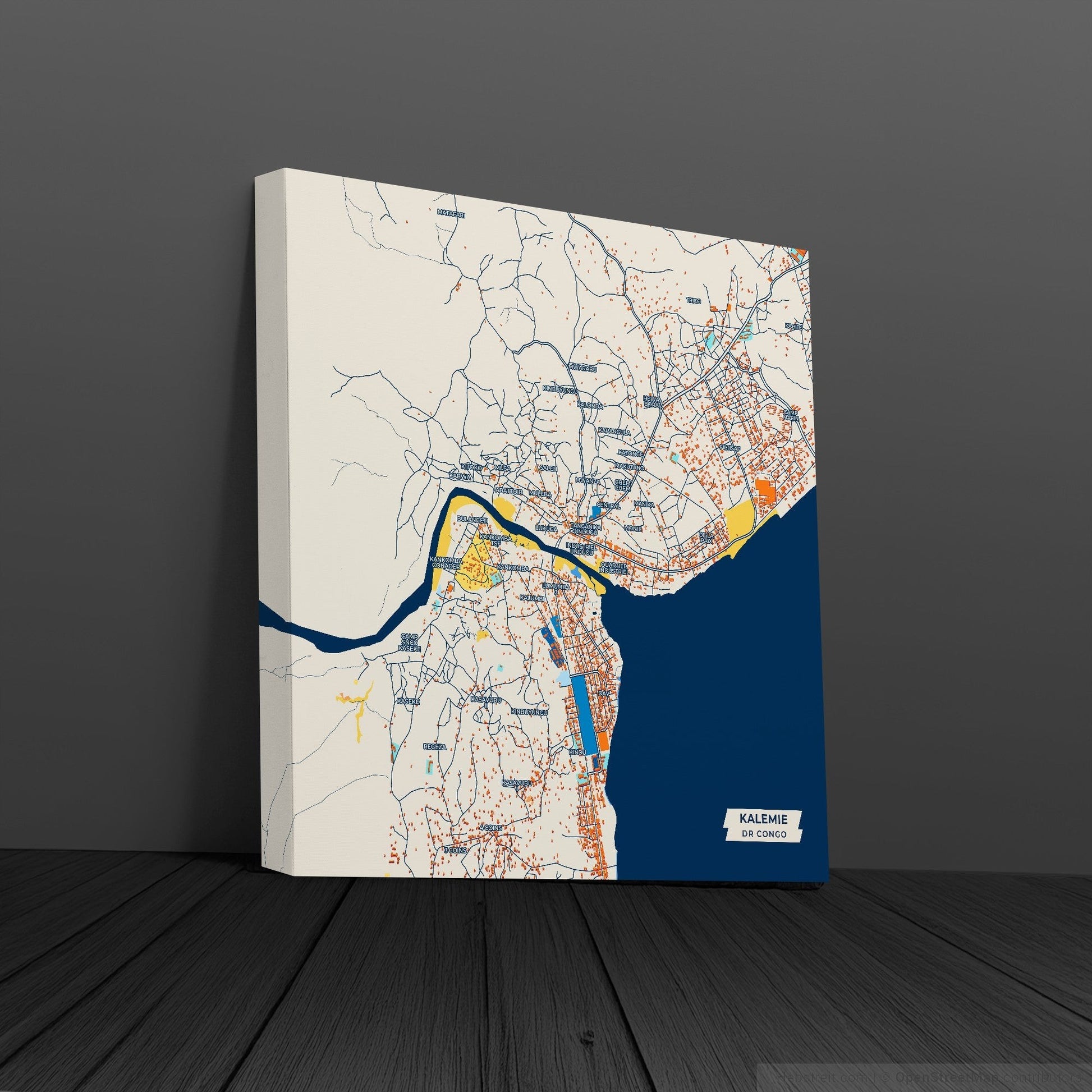 Kalemie Dr Congo Colorful City Map Canvas Print