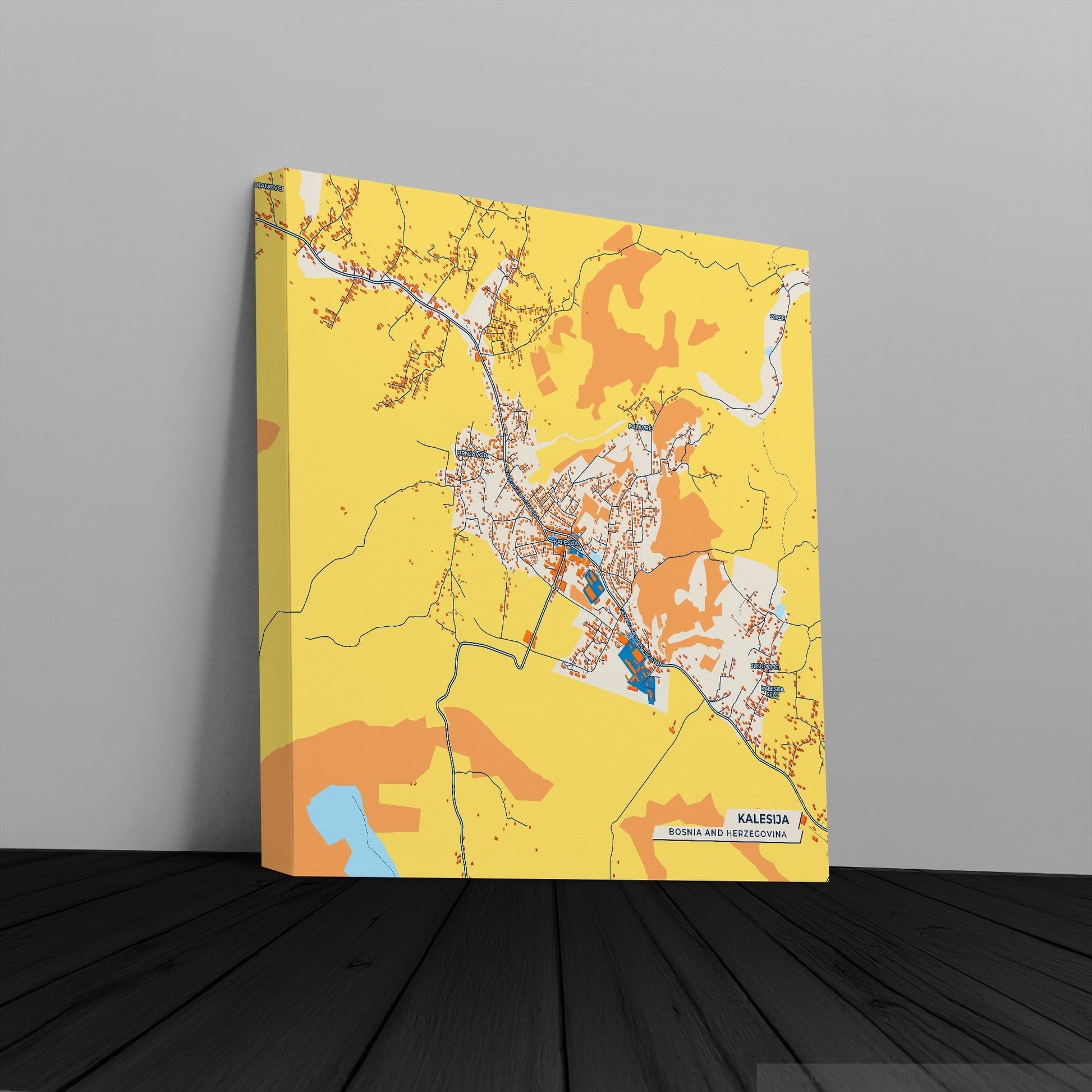 Kalesija Bosnia And Herzegovina Colorful City Map Canvas Print