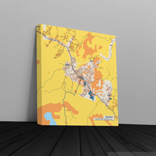 Kalesija Bosnia And Herzegovina Colorful City Map Canvas Print