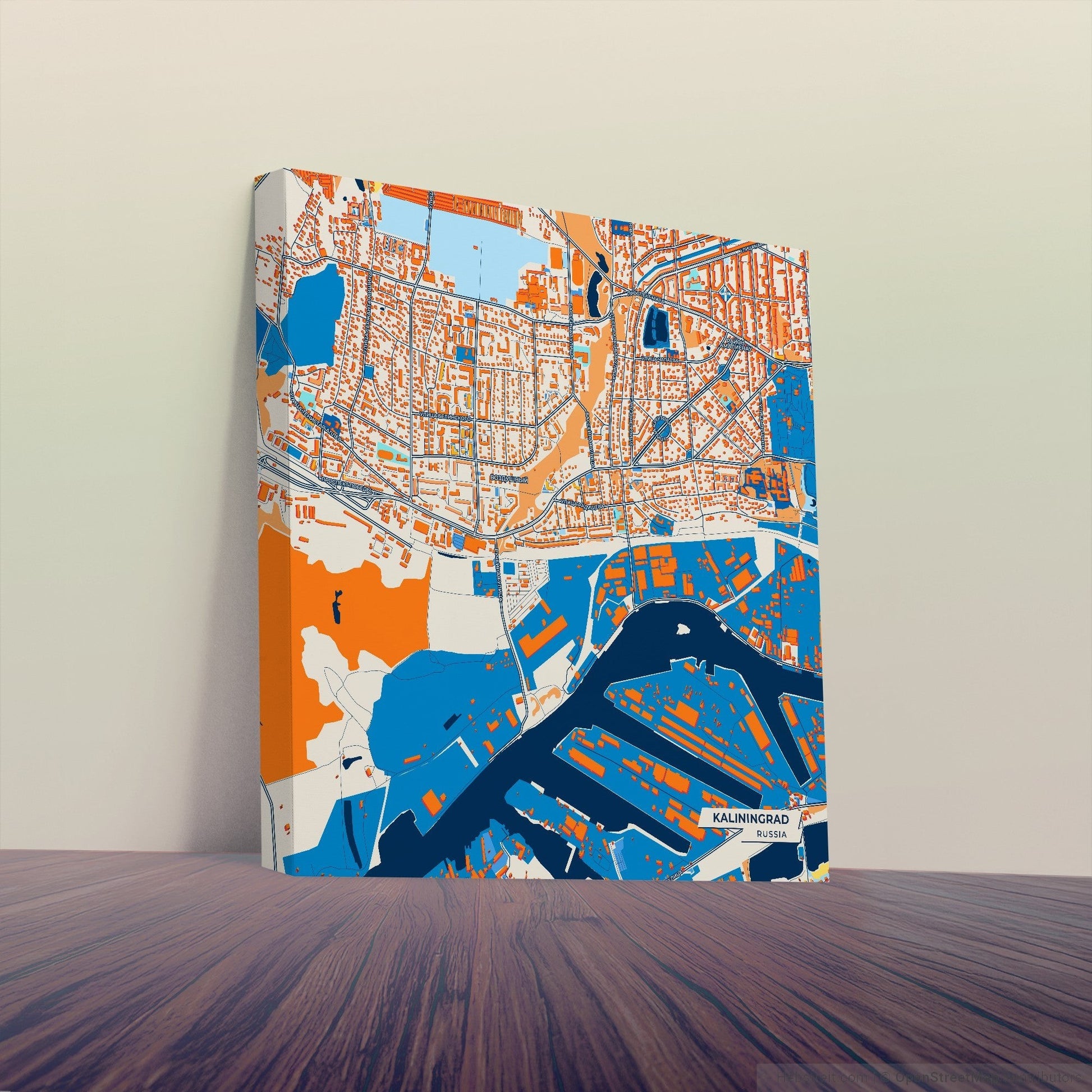 Калининград Russia Colorful City Map Canvas Print