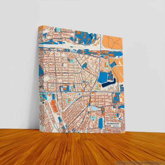 Калінкавічы Belarus Colorful City Map Canvas Print
