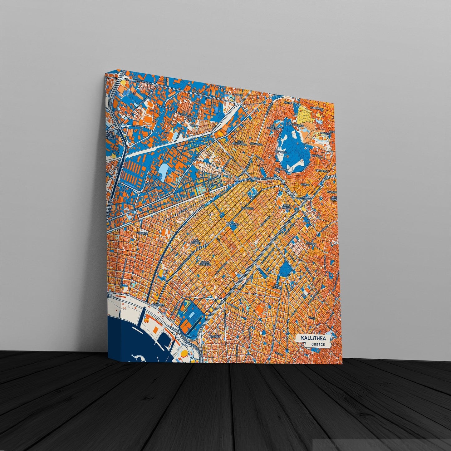 Καλλιθεα Greece Colorful City Map Canvas Print