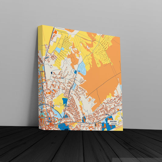 Калуш Ukraine Colorful City Map Canvas Print