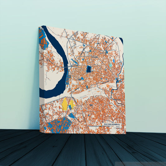 Kalyan-Dombivli India Colorful City Map Canvas Print