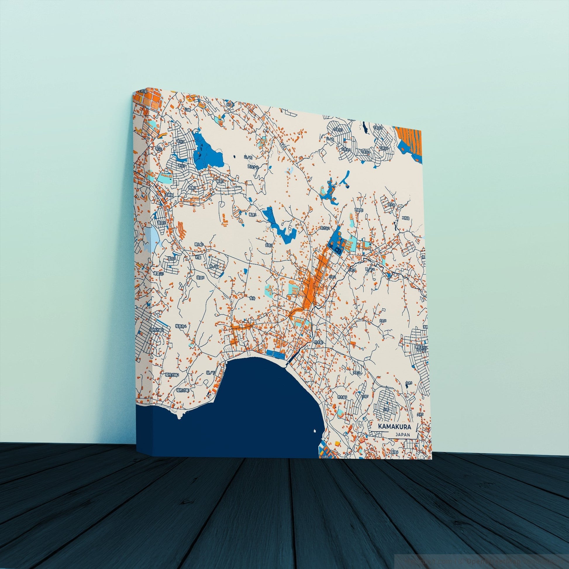 Kamakura Japan Colorful City Map Canvas Print