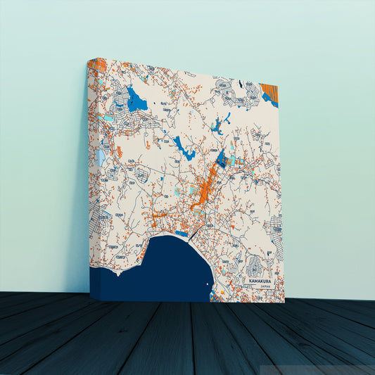Kamakura Japan Colorful City Map Canvas Print