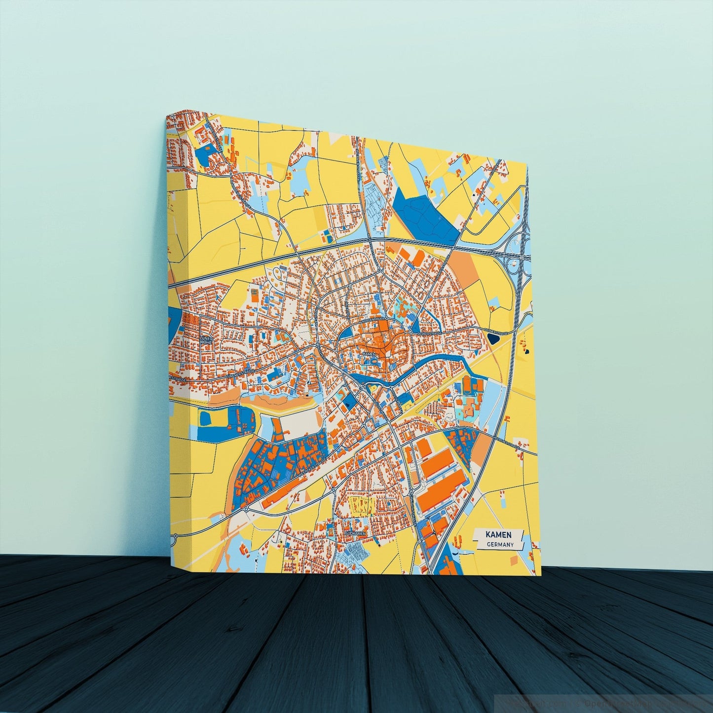Kamen Germany Colorful City Map Canvas Print