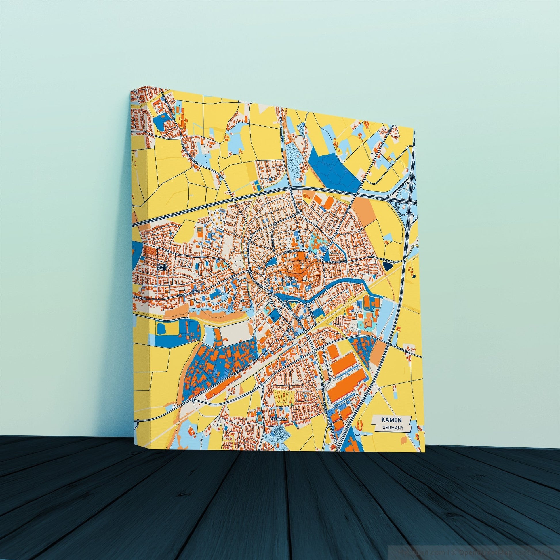 Kamen Germany Colorful City Map Canvas Print