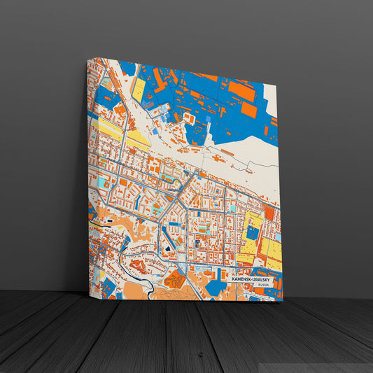 Каменск-Уральский Russia Colorful City Map Canvas Print