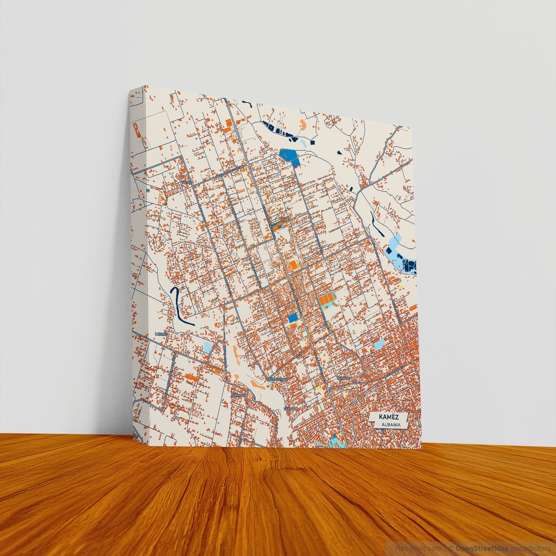Kamëz Albania Colorful City Map Canvas Print