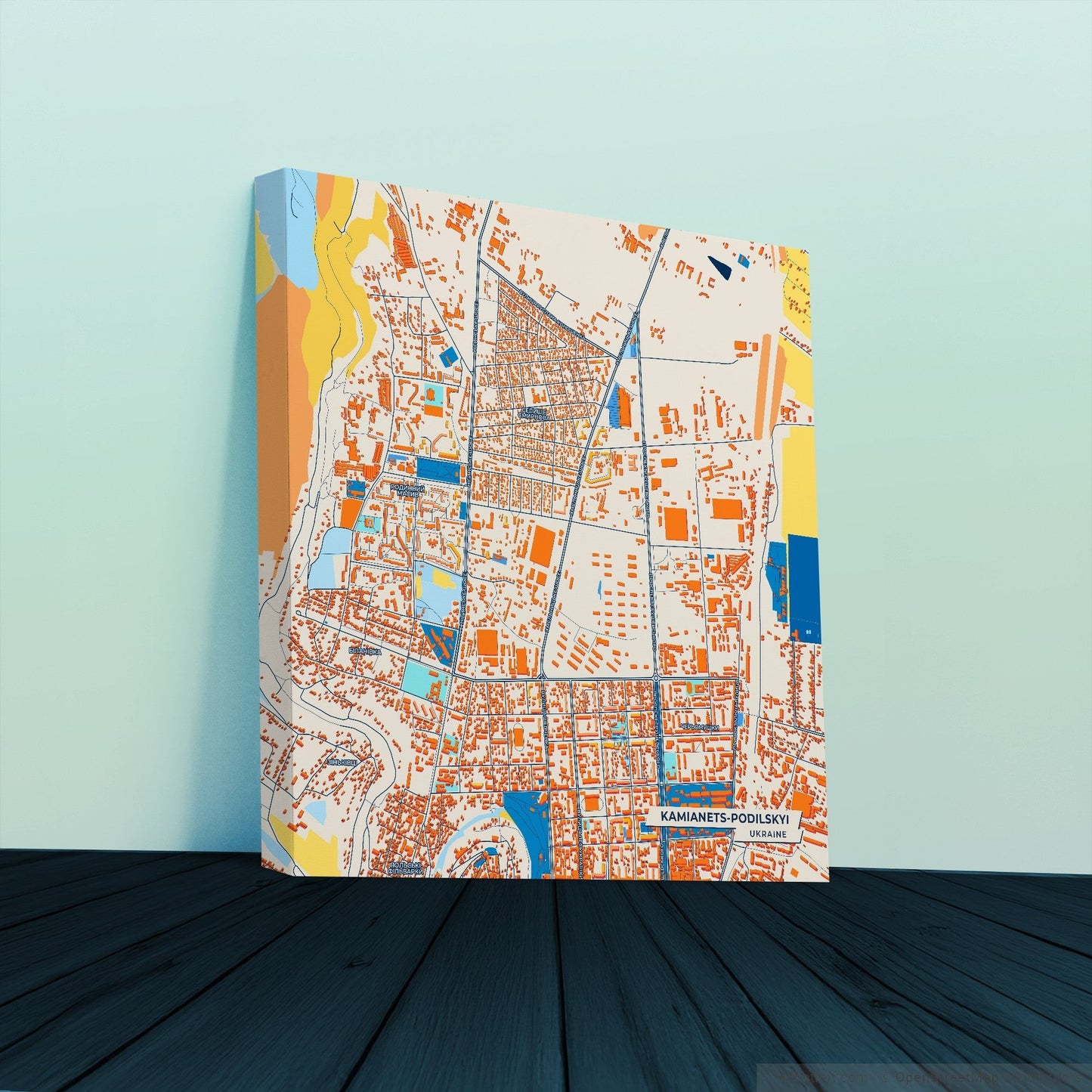 Камянець-Подільський Ukraine Colorful City Map Canvas Print
