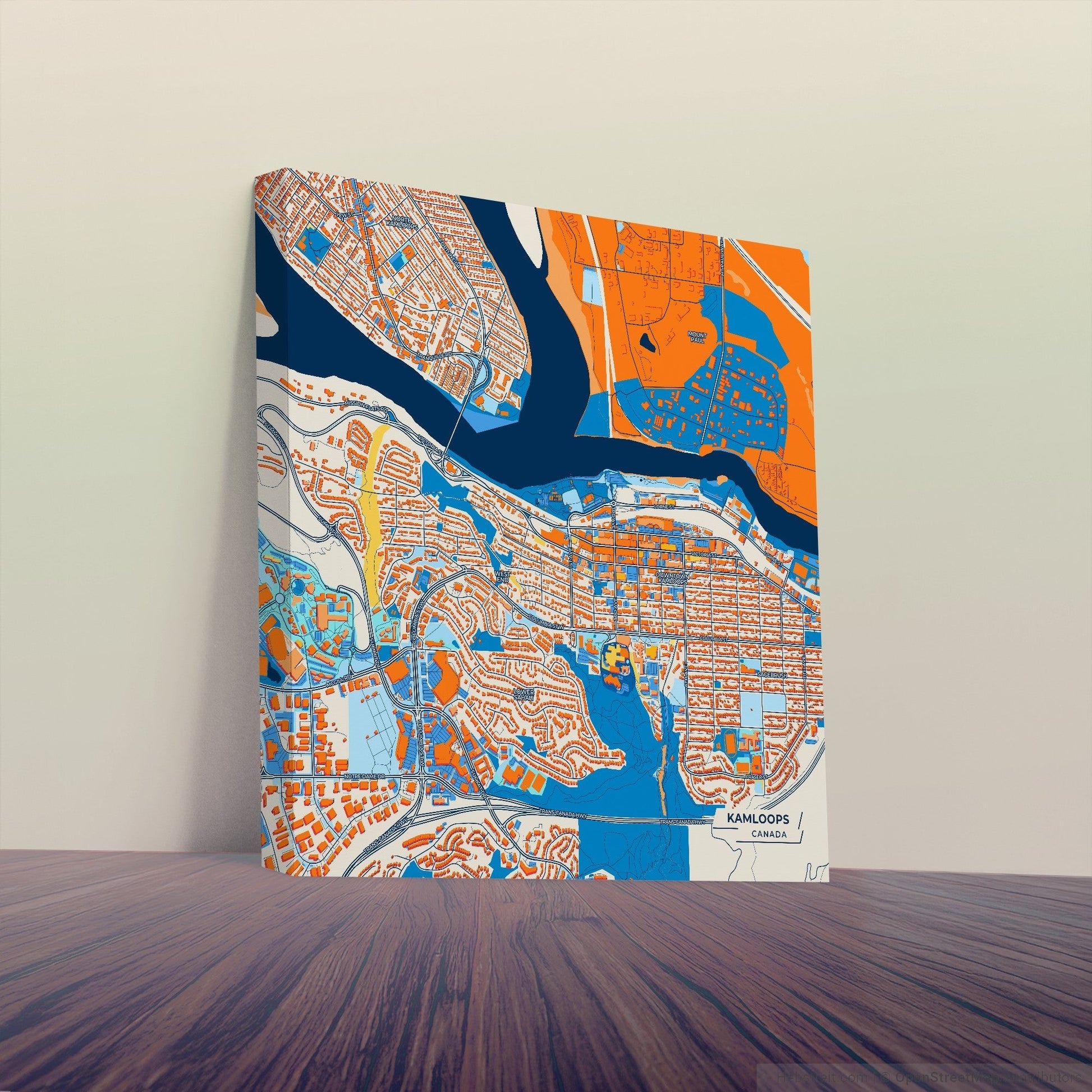 Kamloops Canada Colorful City Map Canvas Print